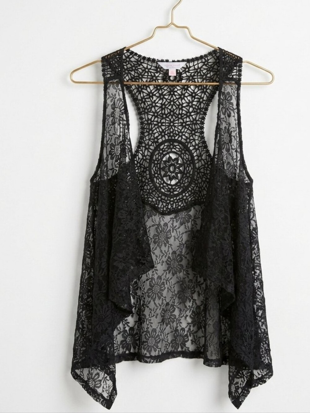XHILARATION Women's Black Lace Crochet Vest - Lightweight Layering Sz M(7-9) NWT
